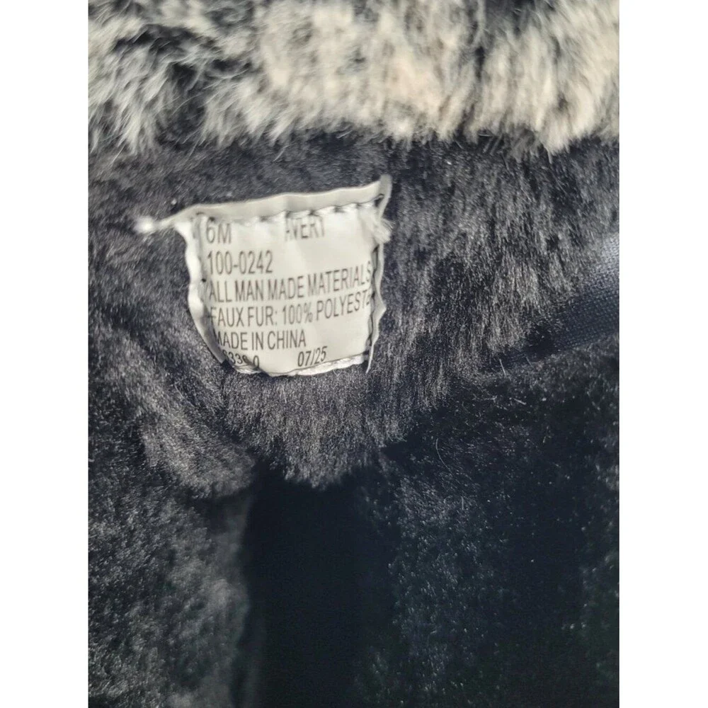 Totes Black Avery Winter Boots faux fur zip side waterproof size 6 NWT